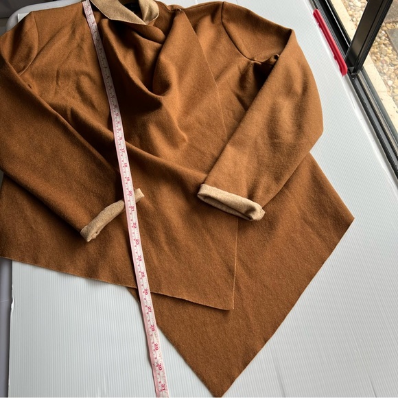 SABA Women’s Wool Rich Blend Cardigan Jacket Tan Cream Felt Long Sleeve Size L - Picture 14 of 14